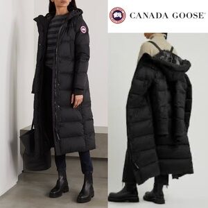 Canada Goose Alliston Long Parka Red Logo Jacket Black size xs